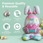 A giant Arenzza 3D standing bunny balloon, self-supporting Easter decoration with festive cheerful design for kids and gifts.