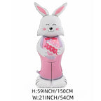 A giant Arenzza 3D standing bunny balloon for Easter, self-supporting and festive, perfect for kids' gifts and holiday celebrations.