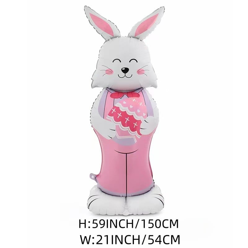 A giant Arenzza 3D standing bunny balloon for Easter, self-supporting and festive, perfect for kids' gifts and holiday celebrations.