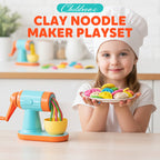 Arenzza Kids Clay Noodle Maker Playset with colorful clay and tools for creative play, designed for children’s arts and crafts.