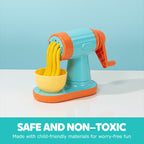 Arenzza kids clay noodle maker playset with colorful tools and clay for creative play and fun cooking activities.