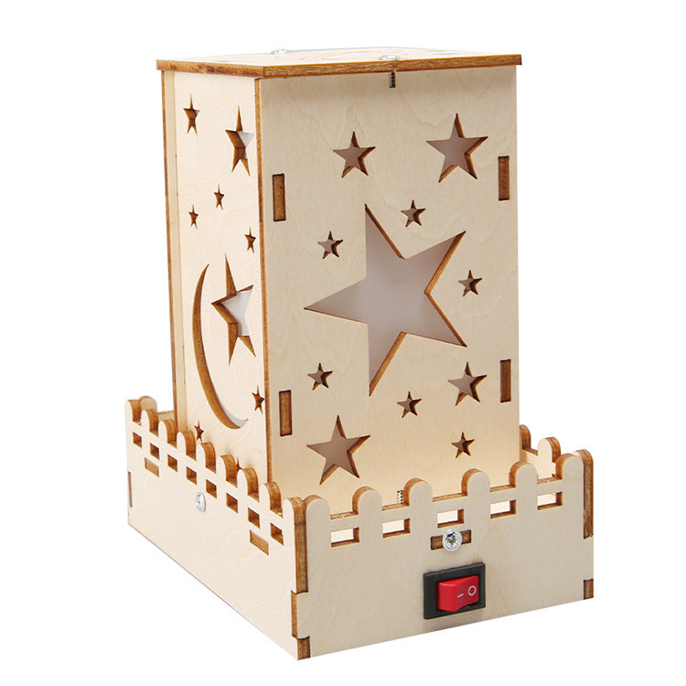 A wooden 3D stereo jigsaw puzzle toy by Arenzza, showing assembled colorful geometric pieces for kids and gift play.