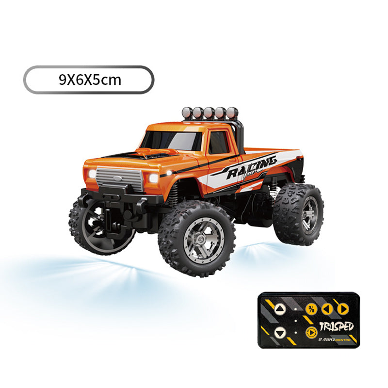 Arenzza OEIN Mini RC Monster Truck toy with large wheels and bright red and black body, designed for kids' outdoor play.