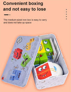 Arenzza 5D puzzle educational face-changing family game toy for kids, featuring colorful puzzle pieces and face images.