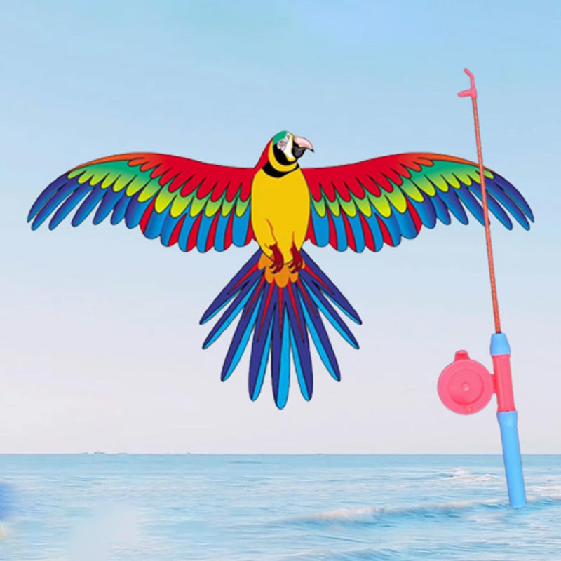Arenzza kids' elastic fishing rod kite, colorful and lightweight, designed for outdoor play, backyard, and travel adventures.