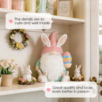 Aarenza Easter Bunny Gnome Figurine toy with a cute bunny hat, colorful details, perfect for kids and Easter gifts.