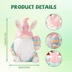 Arenzza Easter Bunny Gnome Figurine toy for kids and gifts, featuring a cute bunny with a gnome hat and festive Easter decorations.