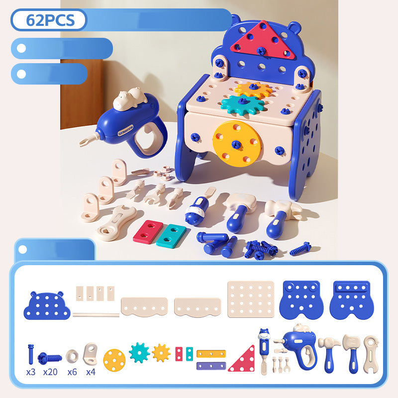 Arenzza 60-piece kids pretend repair tool set with toy screwdrivers, wrenches, and tools for kids' play and gifts.