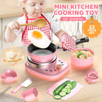 Arenzza children's toy mini kitchen set with 22 cooking accessories, perfect for kids' imaginative play and gift-giving.