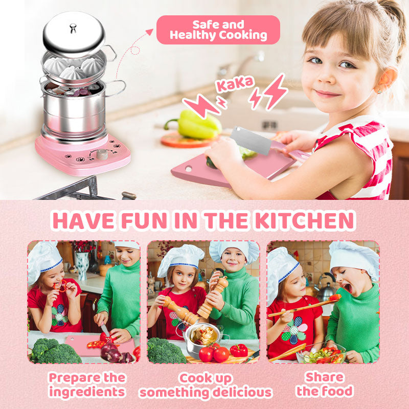 A children's mini kitchen toy set with 22 pieces from Arenzza, featuring realistic cooking utensils and play food for kids.