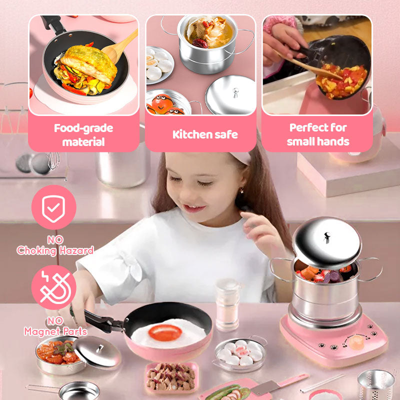 Arenzza children's mini kitchen toy set with 22 cooking accessories, perfect for kids' imaginative play and gift-giving.