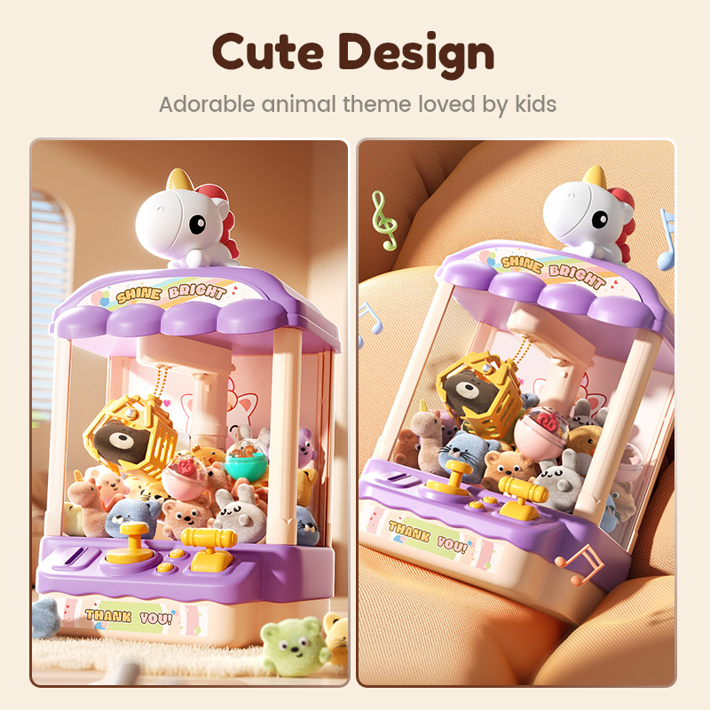 Arenzza children's claw machine toy with colorful dolls and capsules, designed for kids' fun and gift-giving.