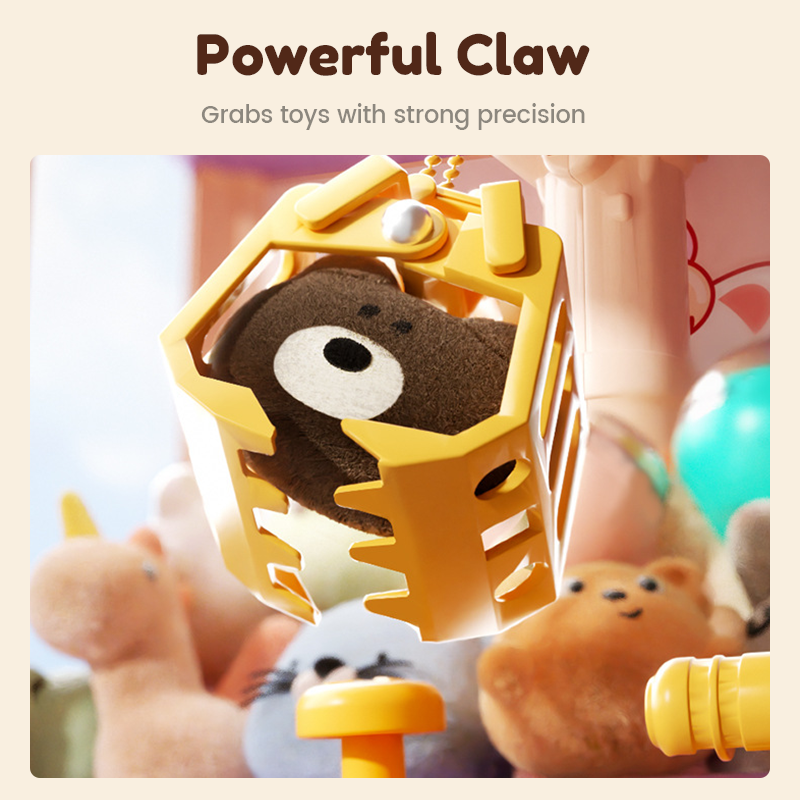 Arenzza children's claw machine toy with colorful dolls and capsules, featuring a playful animal design for kids' fun and gifts.