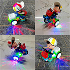 Arenzza stunt spin dance tricycle electric toy for kids with sound, music, and light features, designed for active play and fun.