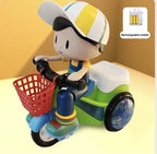 Arenzza stunt spin dance tricycle electric toy for kids with sound, music, and colorful lights, perfect for active play and fun.