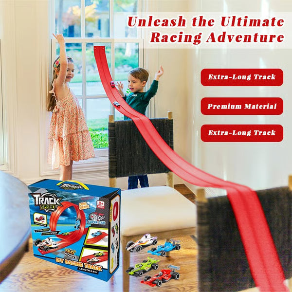 Arenzza Christmas Surprise Gift Hot Wheels racetrack racing toy for kids, featuring colorful track pieces and racing cars.