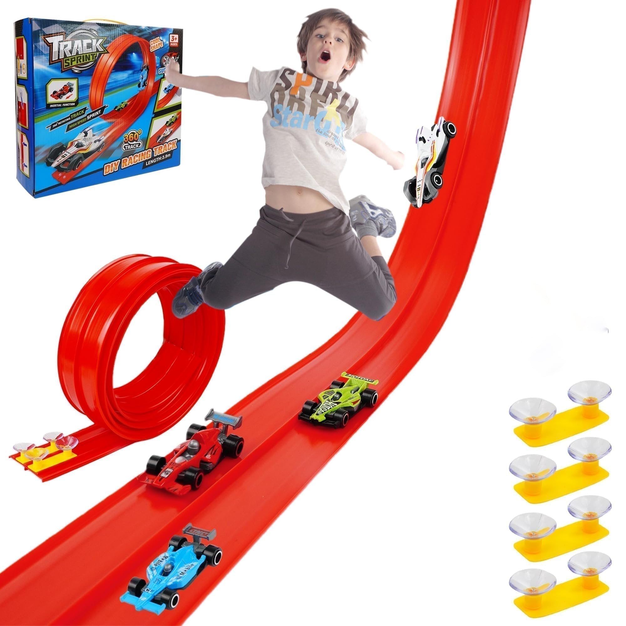 Arenzza 2025 Christmas Hot Wheels racetrack toy for kids, featuring colorful racing cars and a fun DIY racing setup.