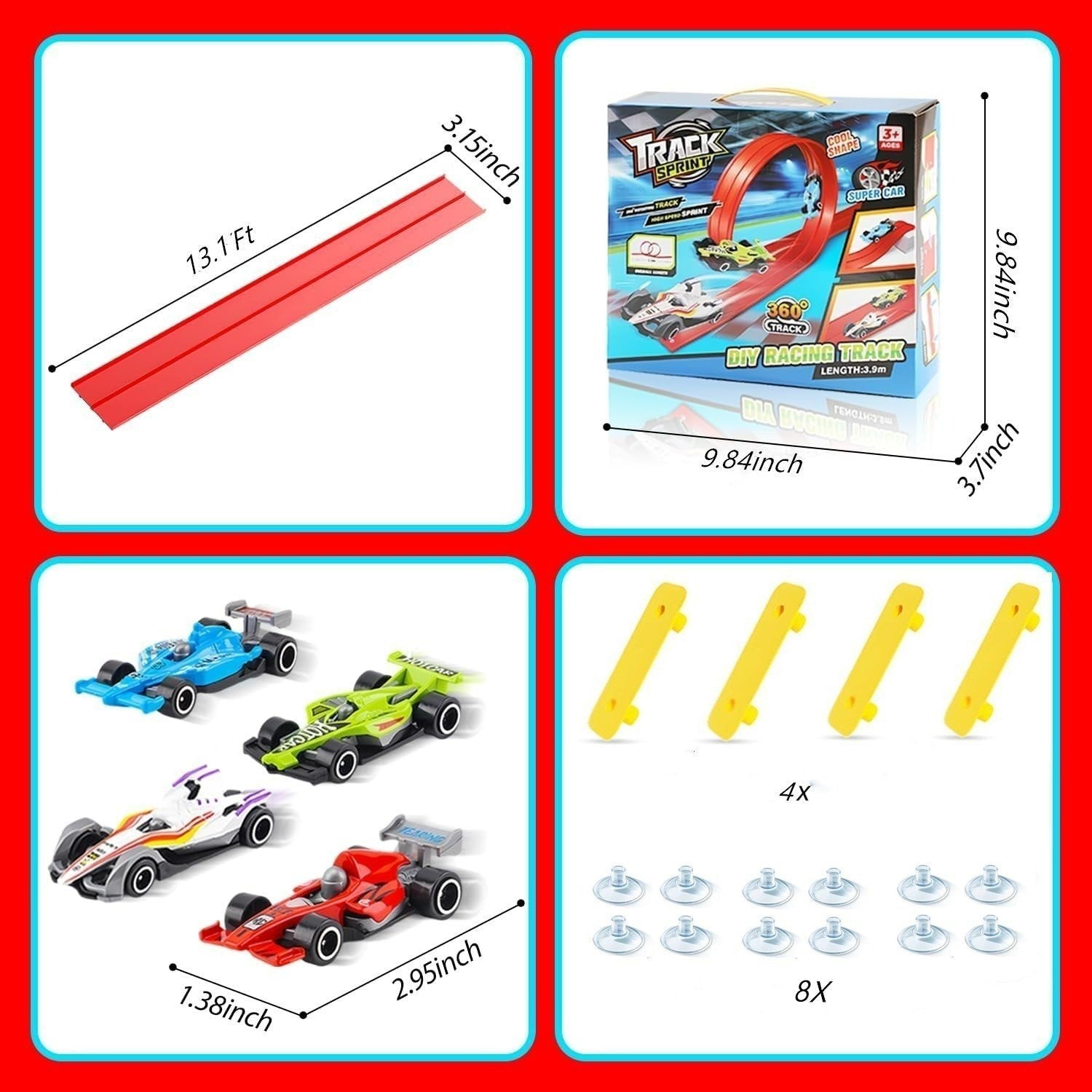 Arenzza DIY Hot Wheels racetrack racing toy for kids, featuring a colorful track with cars ready for racing fun.