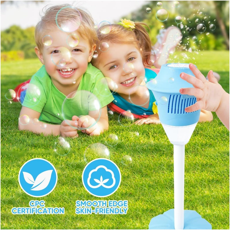 Arenzza automatic handheld bubble machine for kids with one-touch operation and portable design, producing rich bubbles for outdoor fun.