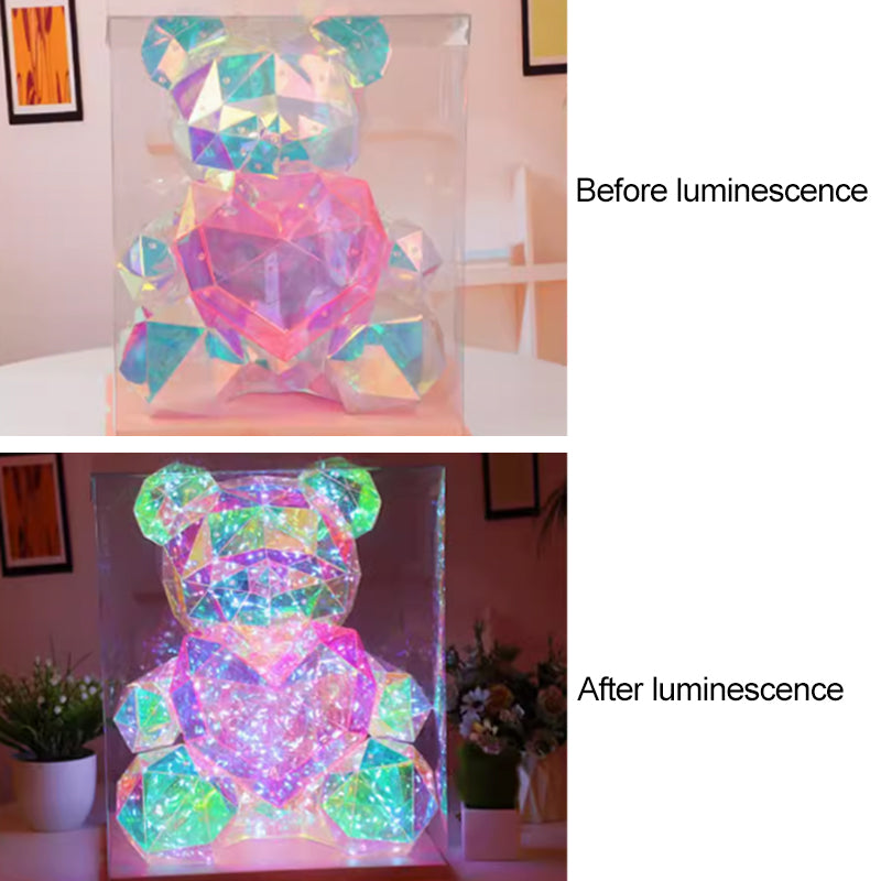 Colorful glowing bear toy by Arenzza, a fun kids' gift with vibrant lights perfect for play and bedtime.