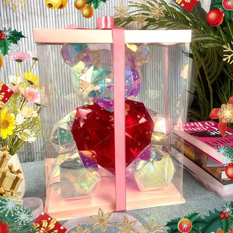 Colorful glowing bear toy from Arenzza, kids' gift with vibrant lights, perfect for children’s play and bedtime comfort.