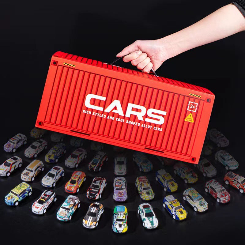 Arenzza mini pull-back toy cars with built-in garage set, colorful kids' toy vehicles for play and gift-giving.