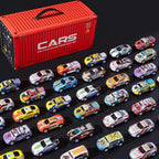 A collection of Arenzza mini pull-back toy cars with built-in garage set, perfect for kids' play and gift use.