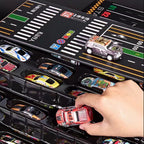 Arenzza mini pull-back cars set with built-in garage, colorful toy cars perfect for kids' play and gift enjoyment.