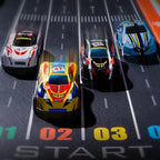 Arenzza mini pull-back cars set with built-in garage, colorful toy cars ideal for kids' play and gift-giving.