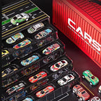 Arenzza mini pull-back toy cars with built-in garage set, colorful and designed for kids' play and gift-giving.