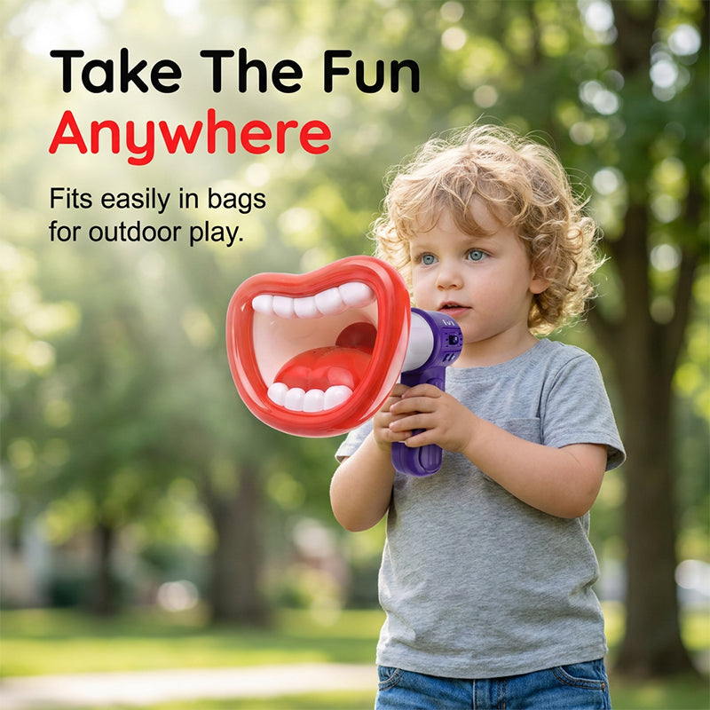 Arenzza Big Mouth Voice Changer Megaphone toy for kids, featuring colorful design and a large mouthpiece for fun voice effects.