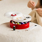 Arenzza rotating magnetic sewing kit with colorful magnetic pieces and sewing tools, designed for kids' creative play and learning.
