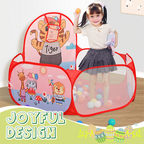 Arenzza foldable children’s ball pool with colorful balls and a basketball hoop for indoor play and kids' fun activities.