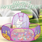 Foldable Arenzza children’s ball pool with basketball hoop, colorful play area for kids, easy to set up and store.