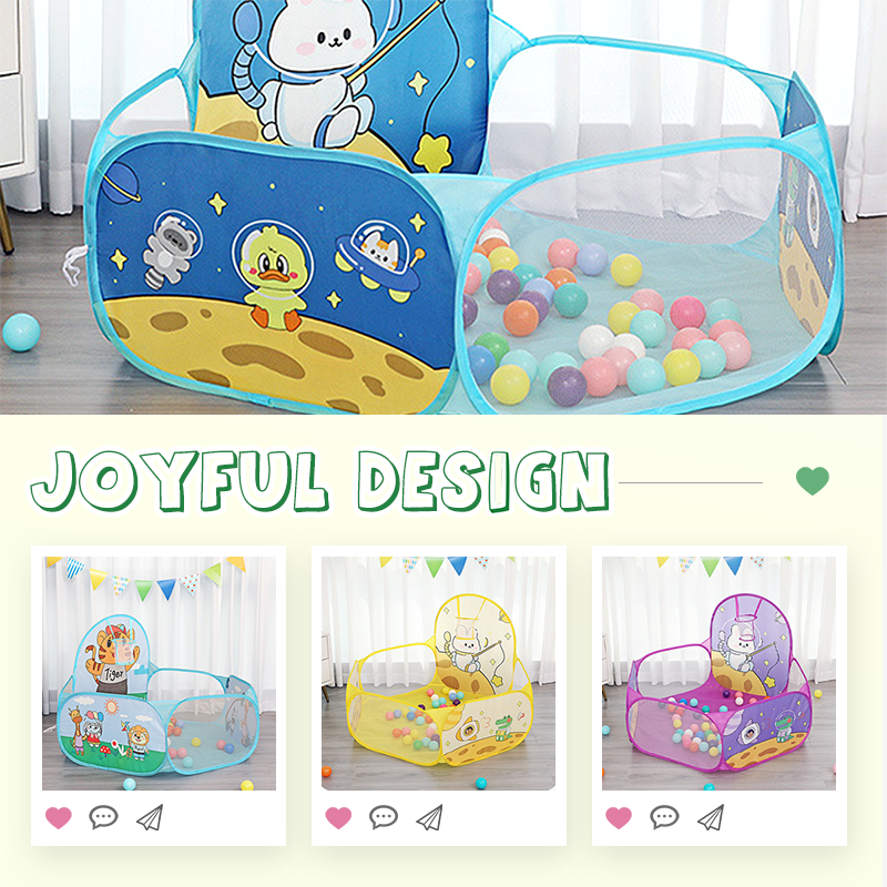 Foldable Arenzza children’s ball pool with colorful design, basketball hoop, and space for kids to play and enjoy indoor fun.