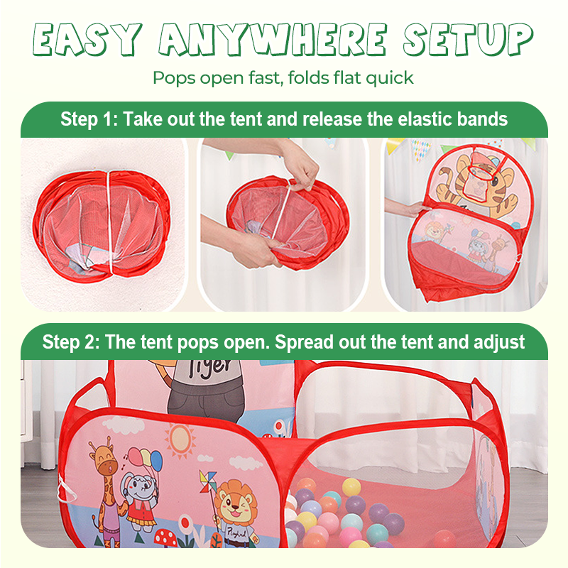 Foldable Arenzza children's ball pool with basketball hoop, colorful plastic toy for kids' indoor and outdoor play.