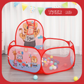 Foldable Arenzza children's ball pool with attached basketball hoop, colorful play area for kids and outdoor fun.