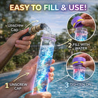 Colorful rainbow LED water pistol by Arenzza, designed for kids, with bright lights and playful summer water fun.