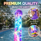 Colorful rainbow LED water pistol by Arenzza, featuring bright lights and vibrant design for outdoor summer water play.