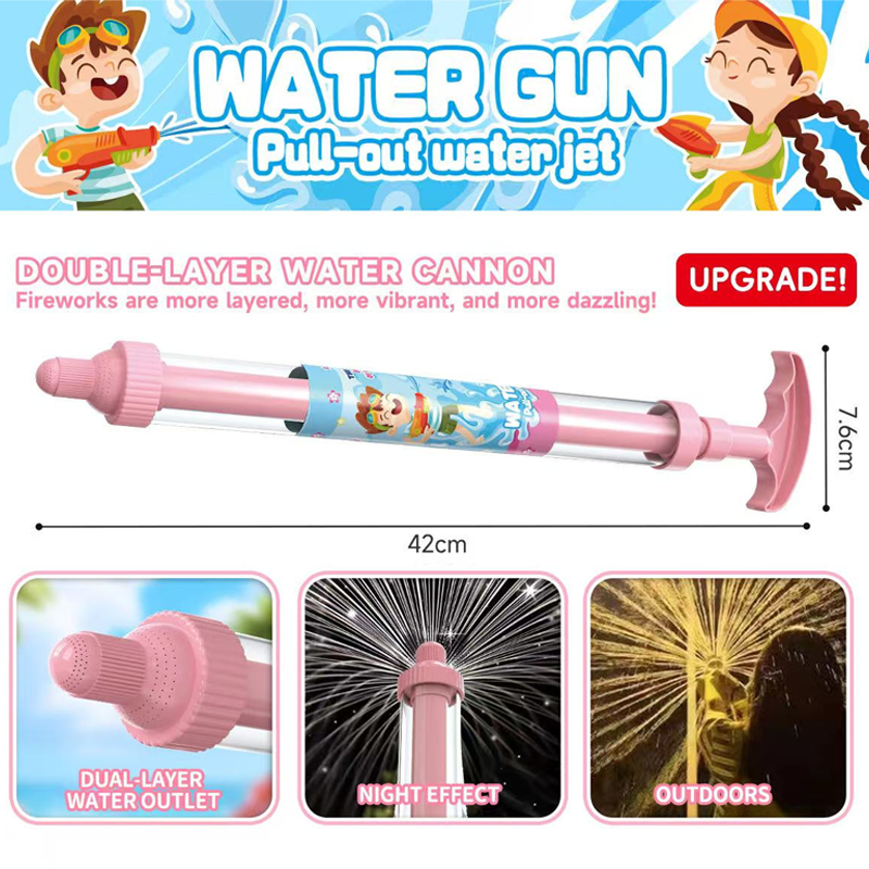Aarenza rainbow LED water pistol toy with bright colors and glowing LED lights, perfect for summer outdoor fun for kids.