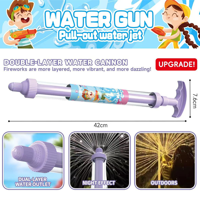 Arenzza rainbow LED water pistol for kids, featuring bright rainbow colors and flashing LED lights, perfect for summer outdoor fun.