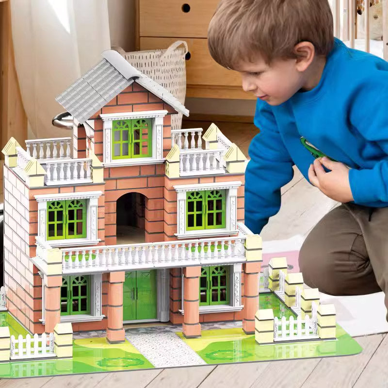 Aarenzza 214-piece DIY simulation building toy set for kids with colorful building blocks and tools for creative play.