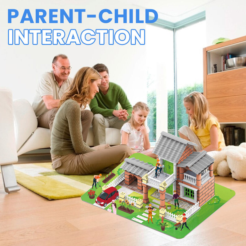 Arenzza 214-piece DIY simulation building toy set for kids with colorful plastic bricks and construction accessories.