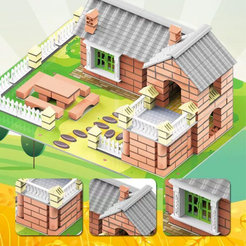 Arenzza 214-piece DIY simulation building toy set for kids, featuring colorful plastic blocks and construction accessories.