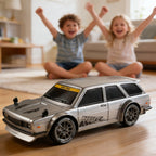 Arenzza 1:24 scale RC drift car with LED lights, showcasing a sleek toy vehicle designed for kids and remote control racing.