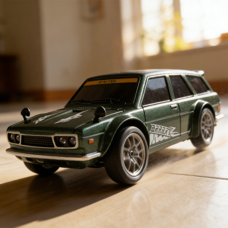 Arenzza 1:24 scale RC drift car with LED lights, toy car for kids, featuring a sleek design and illuminated features.