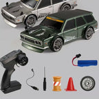 Arenzza 1:24 scale RC drift car with LED lights, detailed toy car for kids, featuring racing design and illuminated accents.