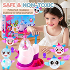 Arenzza DIY bubble kit for kids with pump, colorful bubble solution bottles, ideal for fun outdoor play and gift-giving.