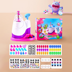 Arenzza DIY Bubble Kit with pump for kids, colorful bubble solution bottles and bubble wand on a bright background.