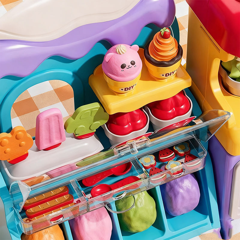 Aarenza DIY ice cream play dough set for kids with colorful dough and toy accessories, perfect for sensory play and creative role-playing.